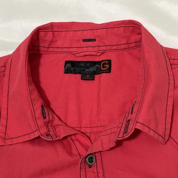 GUESS Button Up Shirt Color Block Pink Black 90s Top Metal Zipper Pockets M - Picture 11 of 14